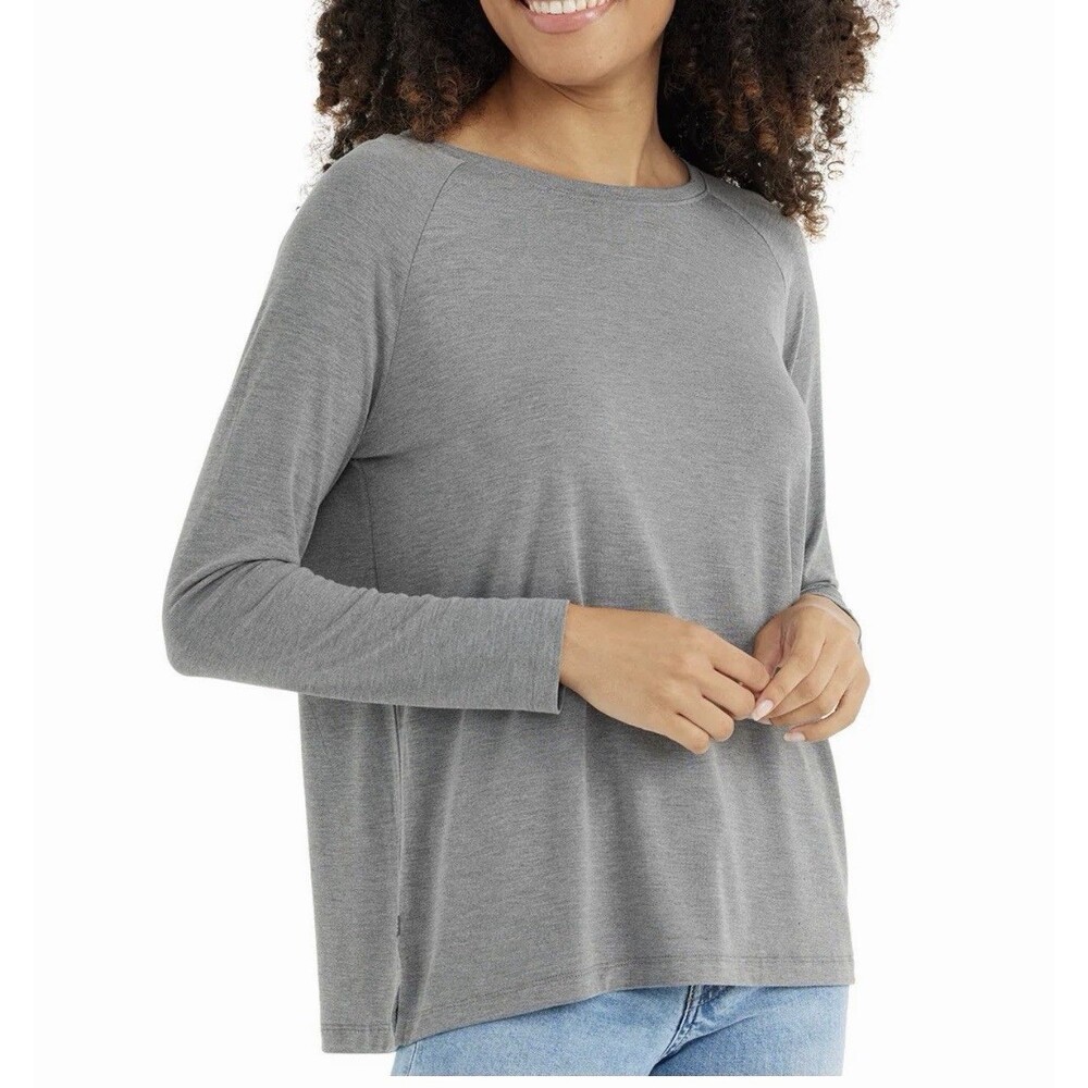 NEW Free Fly Bamboo Everyday Flex Long Sleeve T-Shirt Women XS Heather Gray